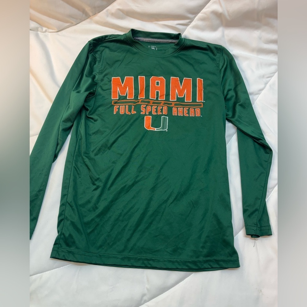 Kids Medium Green Miami University Full speed ahead Long Sleeve Athletic shirt